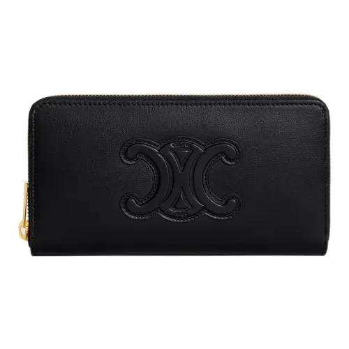 CELINE Cuir Triomphe Smooth Calfskin Wallet Large Women's Black