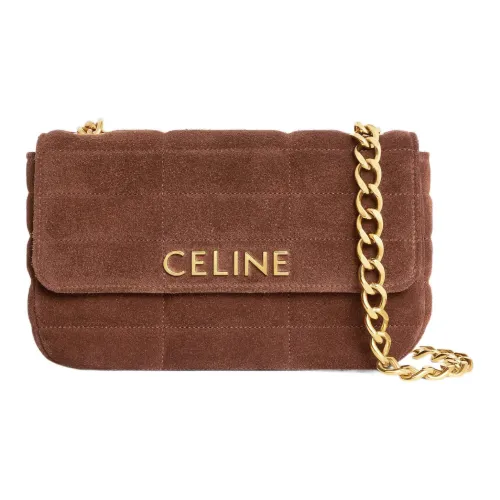CELINE Matelasse Monochrome Замша Телячья кожа Сумка через плечо Сумка на плечо Женская Коричневая