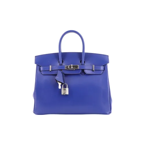 HERMES Birkin Tadelakt Телячья кожа Сумка Женская Электрический синий