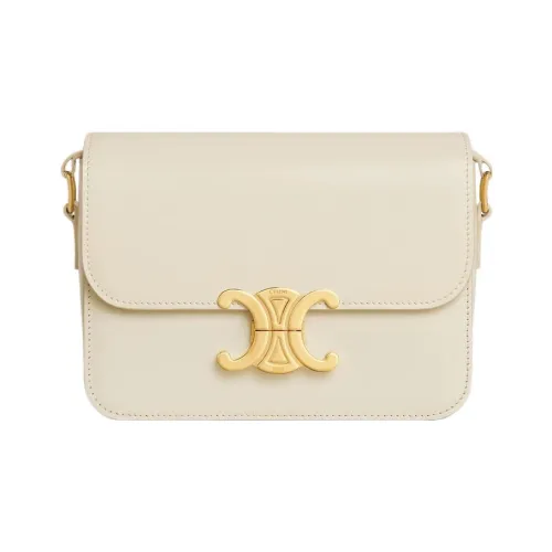 CELINE Teen Triomphe Коровья кожа Сумка через плечо Сумка на плечо Женская Жемчужно-белая