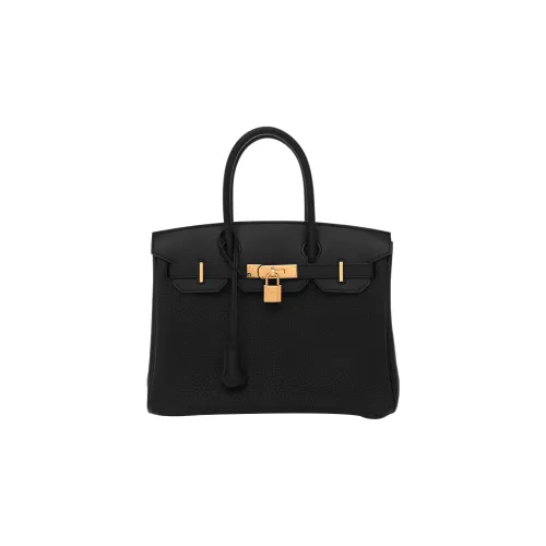 HERMES Birkin Коровья кожа Togo с холстом And Swift Кожа Одно плечо Сумка Унисекс Черный