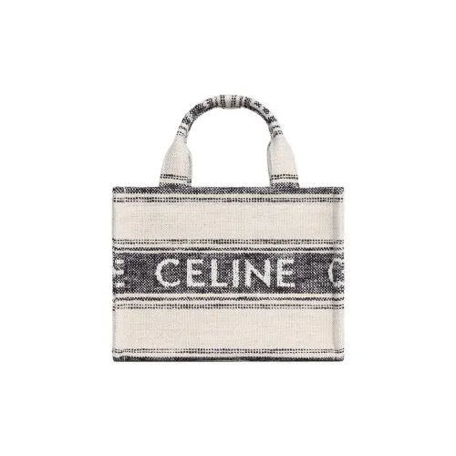 CELINE Cabas Thais Холст Одно Плечо Сумка Маленькая Женская Белая и Черная