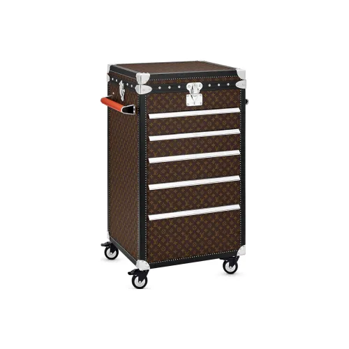 LOUIS VUITTON Кожа Хранение Коробка Твердый Чехол Унисекс Коричневый