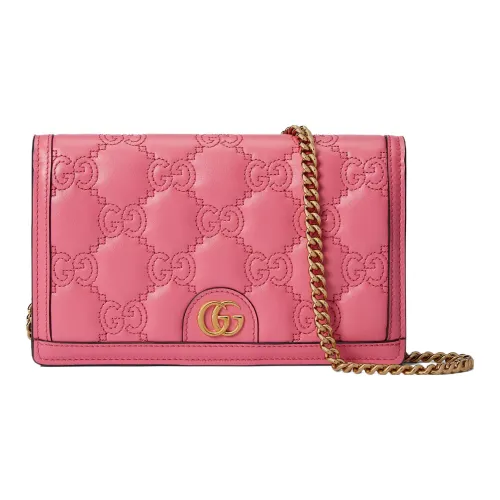 GUCCI Quilted Кожа Маленькая Квадратная Сумка Сумка через плечо Кошелек Женский Розовый