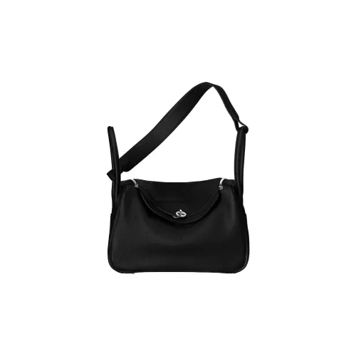 HERMES Lindy Taurillon Clemence Коровья кожа Сумка через плечо Женская 89 Черная
