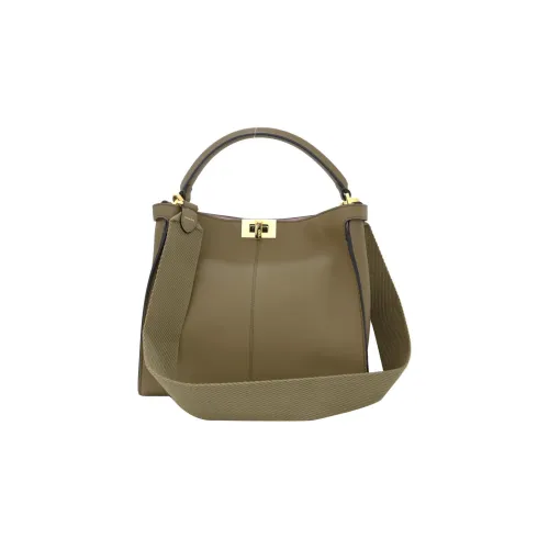 FENDI Peekaboo Кожа Тоут Сумка Сумка для покупок Сумка через плечо Сумка на одно плечо Средняя Женская Серый Зеленый