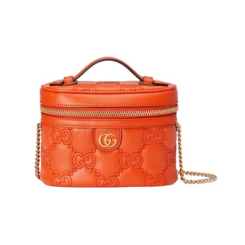 GUCCI GG Matelassé Кожа Ручка Сумка Косметичка Сумка на плечо Сумка Мини Женская Апельсин