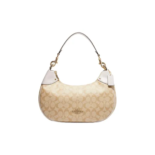 COACH Hobo Canvas Leather Shoulder Bag Crossbody Bag Shoulder Bag Women's Khaki