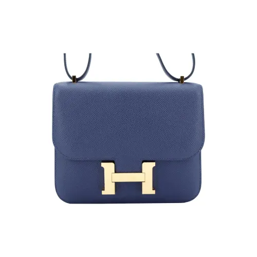 HERMES Constance Эпсомская кожа Kangkang Плечо Сумка через плечо Мини Женская BLEU Saphir Сапфирово-синий