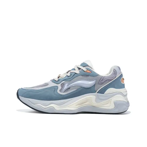 LI NING 1990 Лава Casual Низкий Топ Ультраматовый Серый/Сосна Краситель Синий Мужской