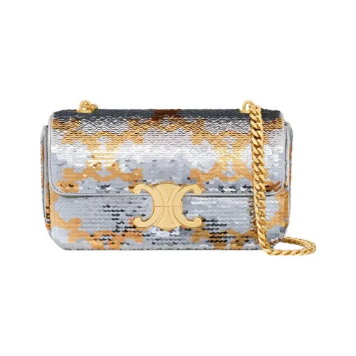 CELINE Triomphe Телячья кожа Сумка через плечо Сумка на плечо Женская Золото Серебро