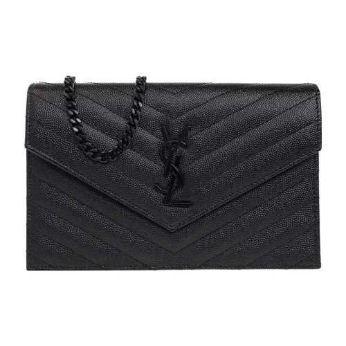 SAINT LAURENT Cassandre Телячья кожа Кошелек Сумка через плечо Стандартный Женский Черный