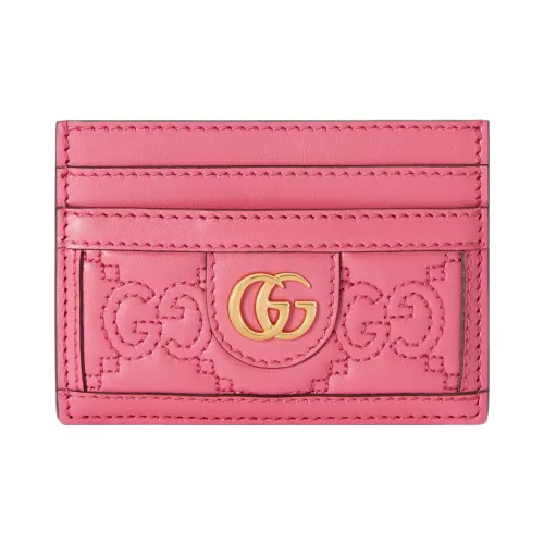 GUCCI GG Matelassé Кожа Клатч Держатель для карт Маленький Женский Розовый