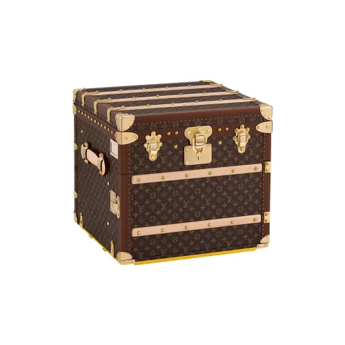 LOUIS VUITTON Кожа Твердый Чехол Хранение Коробка Унисекс Коричневый