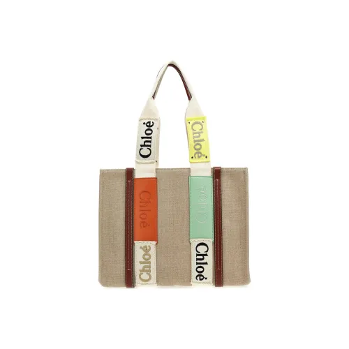 Chloe Linen Tote Bag Shopping Bag Shoulder Bag Single Shoulder Bag Regular Women's Brown Green Члои Льняная Сумка-тоут Сумка для покупок Сумка через плечо Сумка на одно плечо Стандартная Женская Коричневый Зеленый