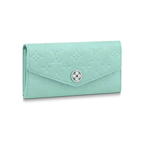 LOUIS VUITTON Sarah С рельефом Тисненый Коровья кожа Кошелек Женские Макарон Зеленый