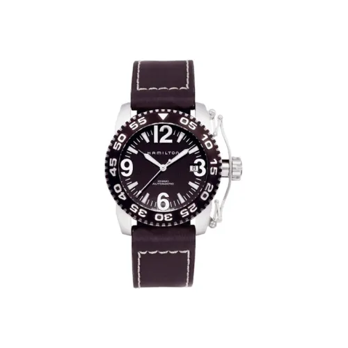HAMILTON Автоматический Механический Часы Мужские 40 мм Черный Циферблат Корпус из Нержавеющей Стали Ремешок из Коровьей Кожи
