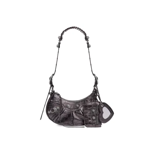 Balenciaga Le Cagole Тисненая коровья кожа сумка через плечо мини женская темно-серый