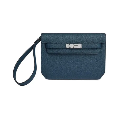 HERMES Kelly Depeches Коровья кожа Togo Клатч Мужской 7P BLEU DE Prusse Прусский синий