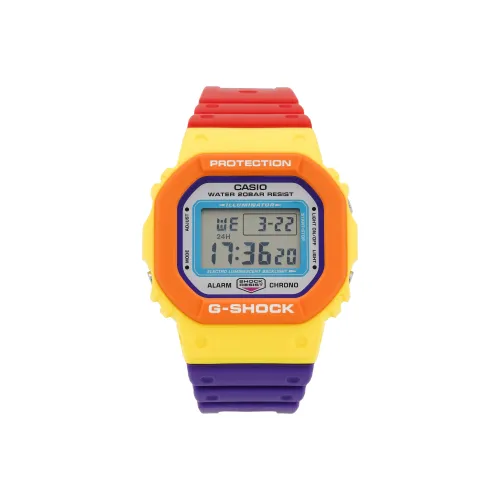 CASIO G Squad Series G SHOCK Collection Радужный Пэчворк Кварцевый механизм Смольный ремешок Часы Мужские с серым циферблатом