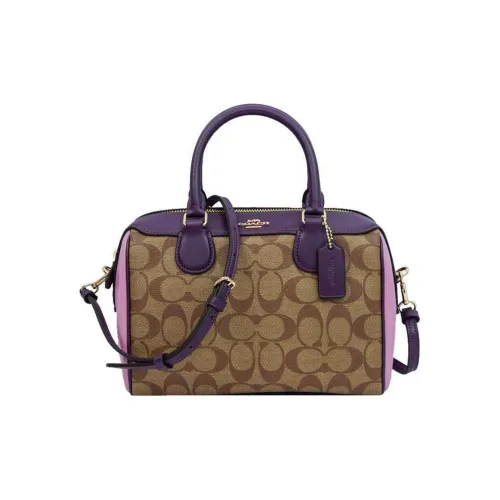 COACH Bennett Кожа Подушка Сумка Сумка Средний Женский Коричневый Фиолетовый