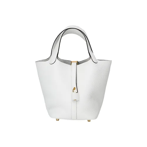 HERMES Picotin Lock Clemence Bullock Кожа Корзина Сумка Сумка Женская 0U Новый Белый Новый Белый