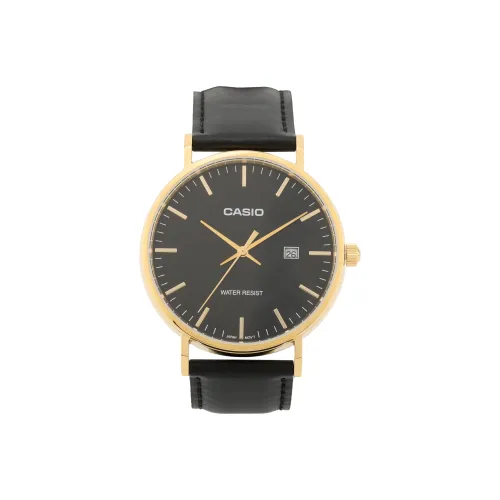 CASIO YOUTH Collection Круглый Шапка ТРЕЙ Булавка Кварцевый механизм Кожаный ремешок Часы Мужские часы Черный циферблат