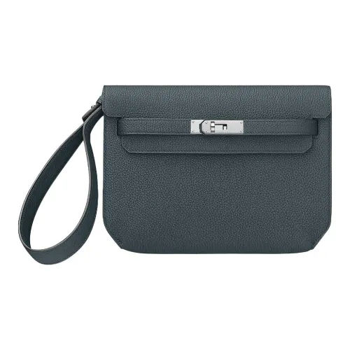 HERMES Kelly Depeches Коровья кожа Togo Клатч Женские Y7 BLEU Orage Hurricane Синий