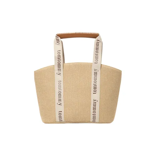 TOMTOMMY Хлопок лен смесь сумка-тоут одно плечо большая женская экрю коричневый