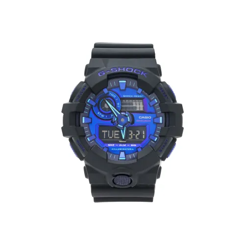 CASIO Liquid Crystal Analog Dual Display Series Кварцевый механизм Смольный ремешок Часы Унисекс Синий циферблат