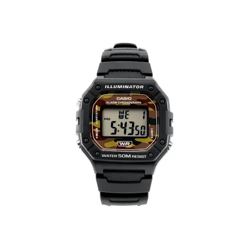 CASIO Кварцевый механизм Смольный ремешок Часы для мужчин Многоцветный циферблат W218H 5BVOS