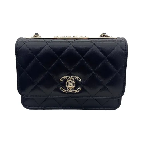 CHANEL Trendy Cc Sheepskin Mini Квадратная Сумка-Клапан Сумка через плечо Сумка-Слэп Женская Черная