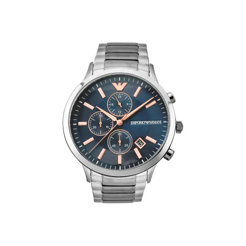 EMPORIO ARMANI Мужские часы Кварцевый механизм Ремешок из нержавеющей стали Синий циферблат Часы AR11458