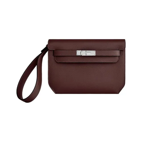 HERMES Kelly Depeches Evercolor Телячья кожа Клатч Мужской 0G Руж Sellier Седло Красный