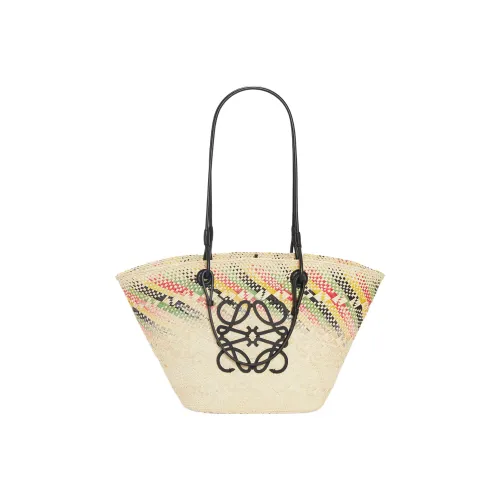 LOEWE Anagram Basket Пальма Волокно Коровья кожа Сумка через плечо Женская Естественный