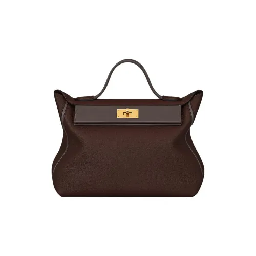 HERMES 24 24 Taurillon Maurice Кожа с BARENIA Телячья кожа Сумка через плечо Сумка Женские Эбеновый