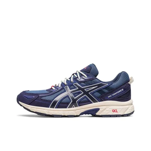 Asics Gel Venture 6 Амортизация Устойчивость к истиранию Дышащие Низкие Кроссовки для бега по пересеченной местности Унисекс Синий