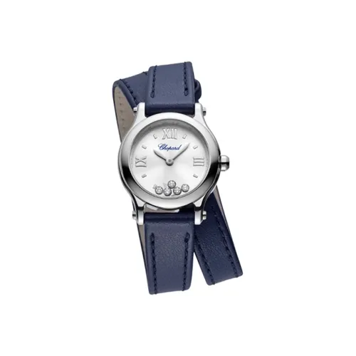 CHOPARD HAPPY SPORT Collection Кварцевый механизм Женские часы 25 мм Серебристый циферблат Корпус из нержавеющей стали Ремешок из коровьей кожи