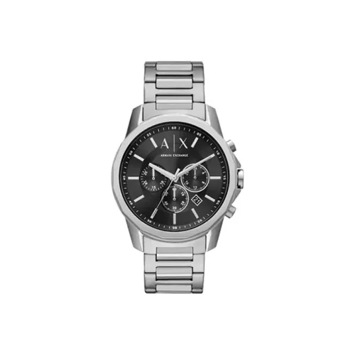 ARMANI EXCHANGEAE Мужские часы Кварцевый механизм Ремешок из нержавеющей стали 44 мм Черный циферблат