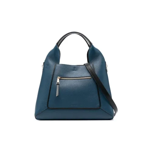 Furla Gilda Grained Телячья кожа Тоут Сумка Сумка для покупок Сумка на плечо Сумка Большая Женская Синяя