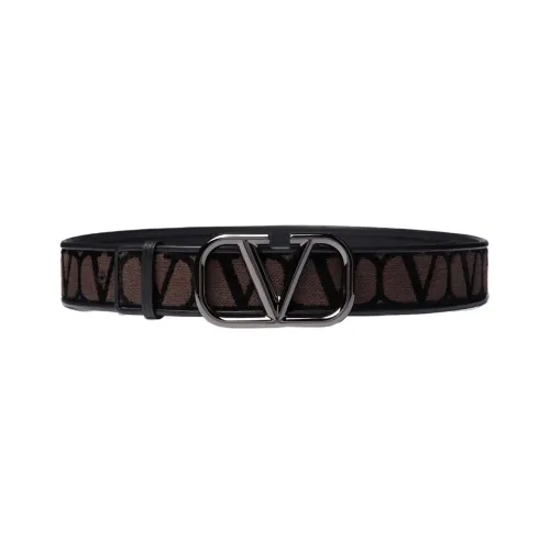 Valentino Cotton Leather Belts Men's Brown 4CM Валиентино Хлопок Кожаные Ремни Мужской Коричневый 4CM