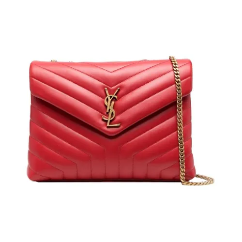 SAINT LAURENT LOULOU Телячья кожа Портативная Сумка через плечо Сумка на плечо Женская Красная