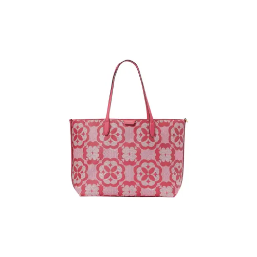 Kate Spade Цветочный дизайн Покрытый холст Комбинированная сумка Тоут Сумка Сумка для покупок Сумка Сумка через плечо Женская Розовая Красная
