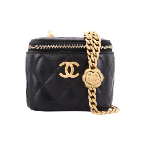 CHANEL Sheepskin Square Box Shoulder Bag Crossbody Включает Зеркало Маленький Женский Черный