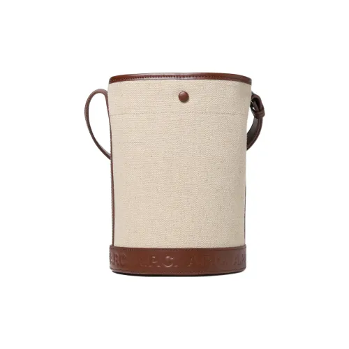 A.P.C. Joint Paragraph Canvas Leather Shoulder Bag Женская Бежевая и Коричневая