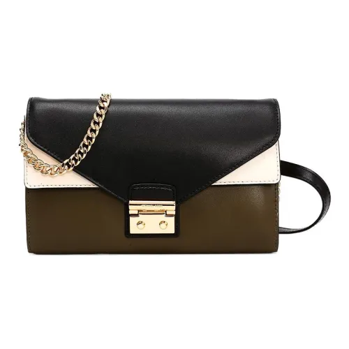 MICHAEL KORS Коровья кожа Конверт Сумка Сумка через плечо Сумка на плечо Женская Оливково-зеленая Черная Белая