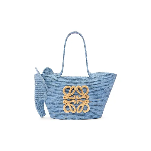 LOEWE Basket Рафия Волокно Сумка Маленькая Женская Джинсовый Синий