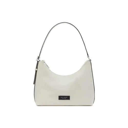 Kate Spade Sam Ткань с коровья кожа Полумесяц Сумка Седло Сумка Сумка Сумка через плечо Женская Белая