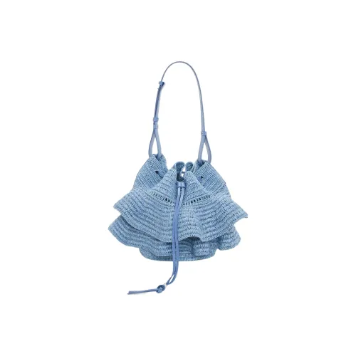 LOEWE Воздушный шар волокно рафии кожа коровы сумка через плечо женская джинсовый синий