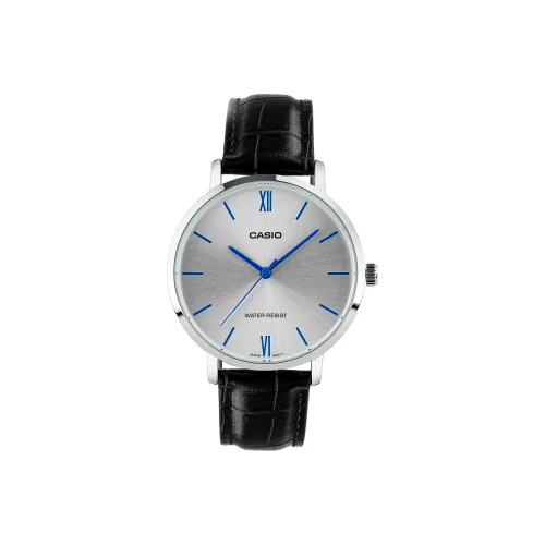 CASIO DRESS Collection Кварцевый механизм ремень из натуральной кожи женские часы серебристый циферблат